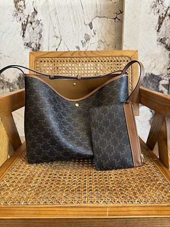 Celine Soft Shopper Bag In Triomphe Canvas And Calfskin - 32.5x24.5x14cm