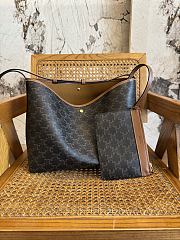 Celine Soft Shopper Bag In Triomphe Canvas And Calfskin - 32.5x24.5x14cm - 6