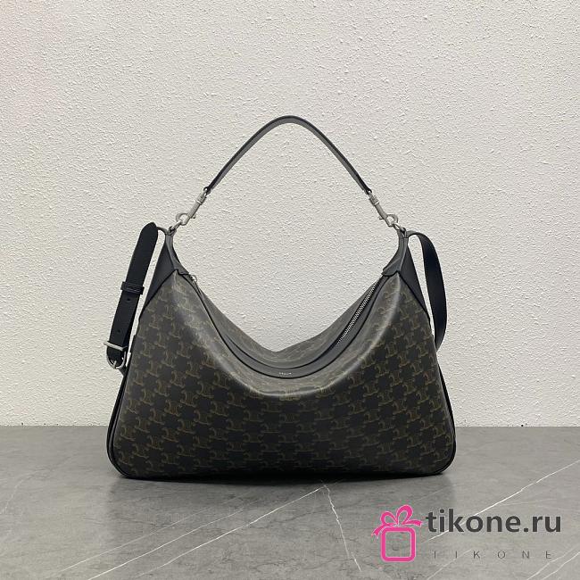 Celine Large Romy In Triomphe Canvas And Calfskin Black - 43x24.5x8cm - 1