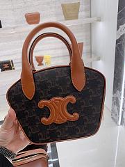 Celine Mini Bowling Bag In Triomphe Canvas And Calfskin Brown - 20x15x5cm - 6