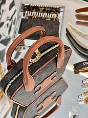 Celine Mini Bowling Bag In Triomphe Canvas And Calfskin Brown - 20x15x5cm - 5