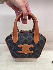 Celine Mini Bowling Bag In Triomphe Canvas And Calfskin Brown - 20x15x5cm - 3