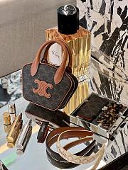 Celine Mini Bowling Bag In Triomphe Canvas And Calfskin Brown - 20x15x5cm - 2