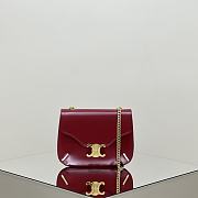Celine Chain Besace Triomphe in Shiny Calfskin Red - 24.5x17x4cm - 1