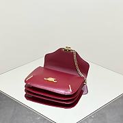 Celine Chain Besace Triomphe in Shiny Calfskin Red - 24.5x17x4cm - 4