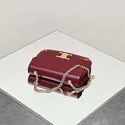 Celine Chain Besace Triomphe in Shiny Calfskin Red - 24.5x17x4cm - 3