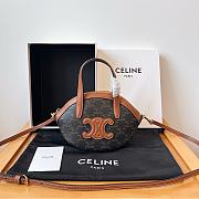 Celine Oval Bag In Triomphe Canvas and Calfskin Tan - 24x20x5cm - 1