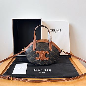 Celine Oval Bag In Triomphe Canvas and Calfskin Tan - 24x20x5cm