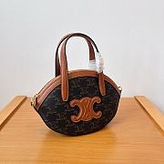 Celine Oval Bag In Triomphe Canvas and Calfskin Tan - 24x20x5cm - 2