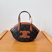 Celine Oval Bag In Triomphe Canvas and Calfskin Tan - 24x20x5cm - 5