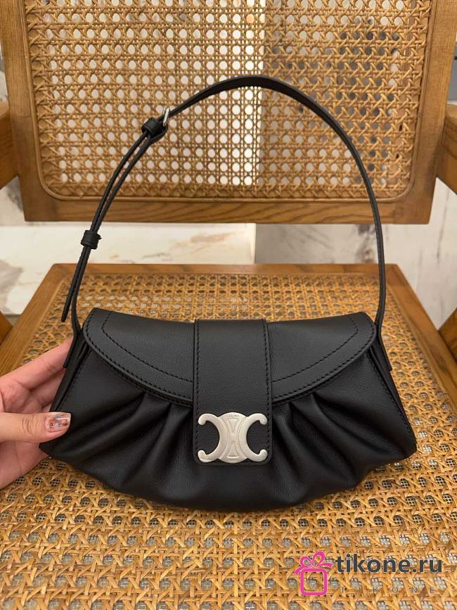 Celine Meidum Polly Bag Calfskin Black Leather - 29.5x14.5x3cm - 1