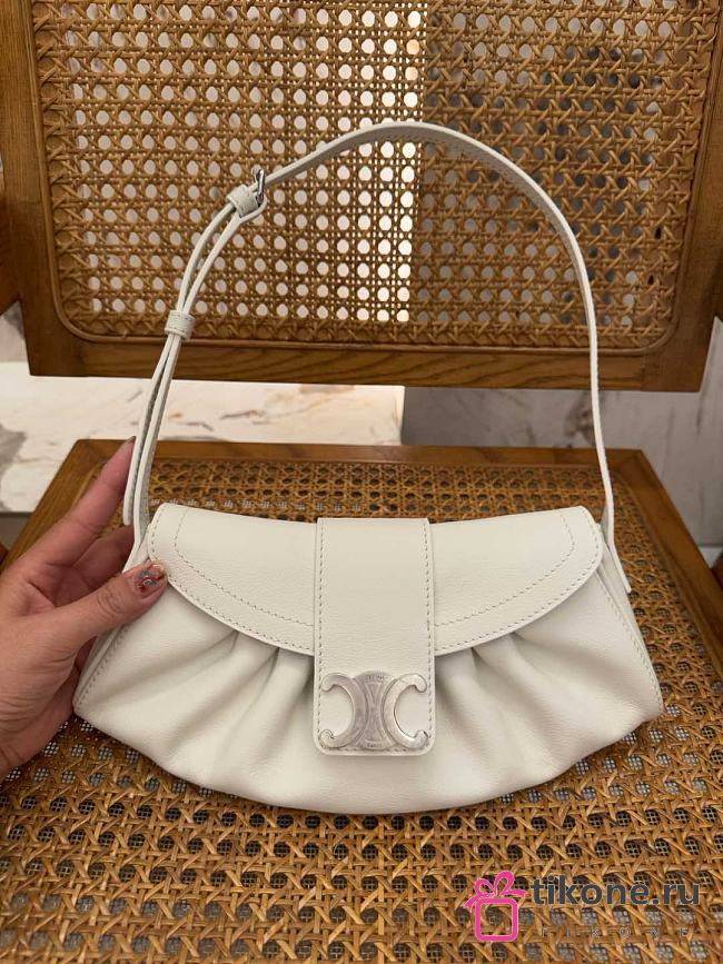 Celine Meidum Polly Bag Calfskin White Leather - 29.5x14.5x3cm - 1