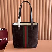 Gucci Ophidia Medium Tote Bag In Dark Brown Suede - 36x30x12.5cm - 5