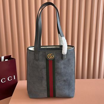 Gucci Ophidia Medium Tote Bag In Gray Suede - 36x30x12.5cm