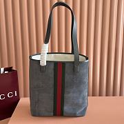 Gucci Ophidia Medium Tote Bag In Gray Suede - 36x30x12.5cm - 4