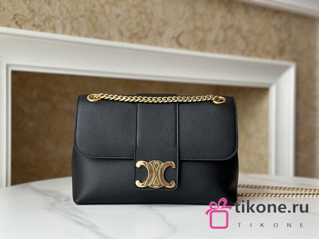 Teen Celine Victoire Bag In Supple Grained Calfskin Black Gold - 25x15x8cm - 1