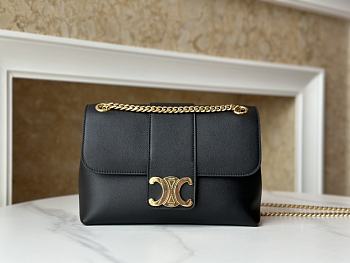 Teen Celine Victoire Bag In Supple Grained Calfskin Black Gold - 25x15x8cm