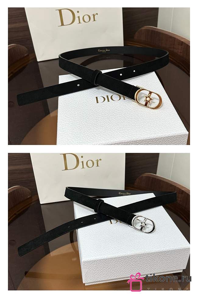 Dior Lucky 30 Montaigne Star Belt In Suede Black 20mm - 1