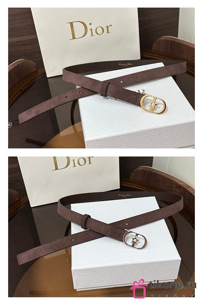 Dior Lucky 30 Montaigne Star Belt In Suede Dark Brown 20mm - 1