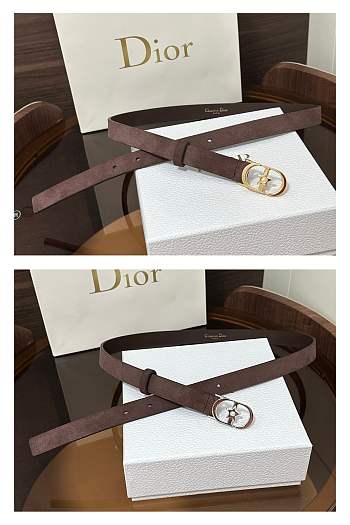 Dior Lucky 30 Montaigne Star Belt In Suede Dark Brown 20mm