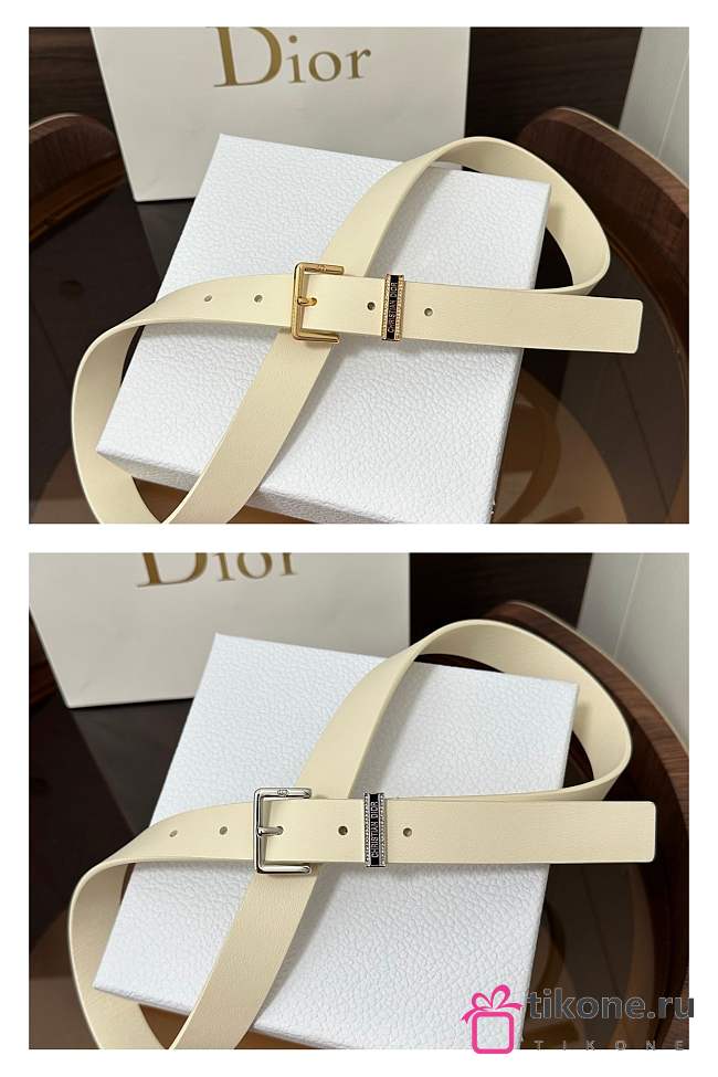 Dior Night Code Belt Smooth Calfskin White 25mm - 1