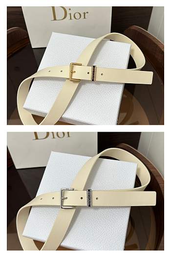 Dior Night Code Belt Smooth Calfskin White 25mm