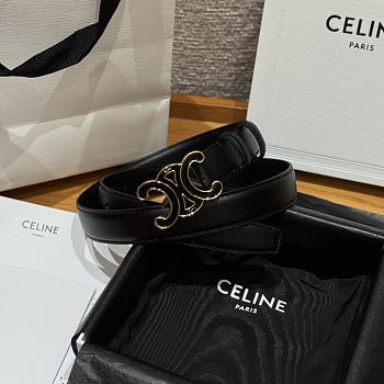 Celine Medium Cuir Triomphe Buckle Belt In Black 25mm