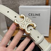 Celine Medium Cuir Triomphe Buckle Belt In White 25mm - 5
