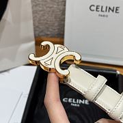Celine Medium Cuir Triomphe Buckle Belt In White 25mm - 3