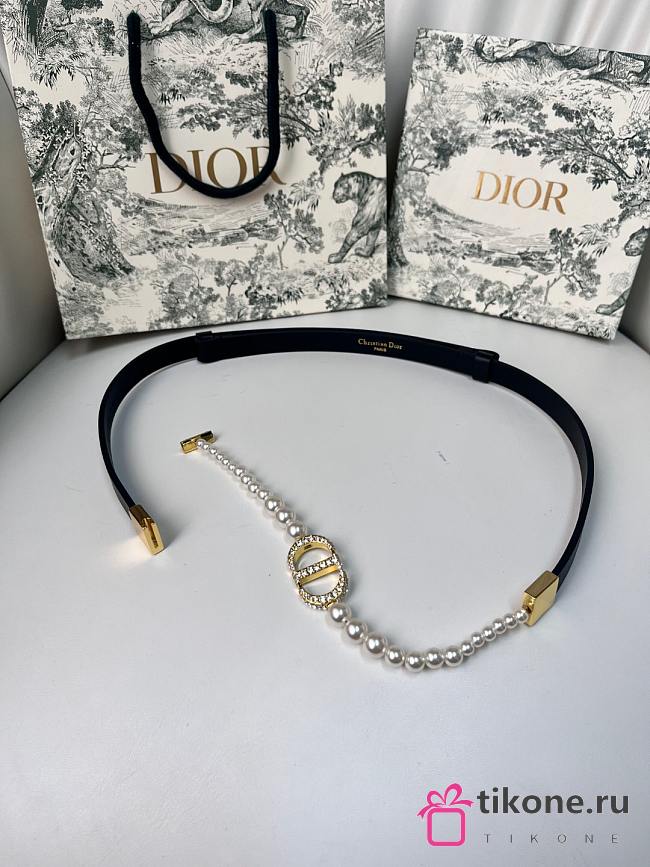 Dior 30 Montaigne Pearls Belt Black 15mm - 1