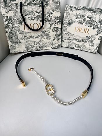 Dior 30 Montaigne Pearls Belt Black 15mm
