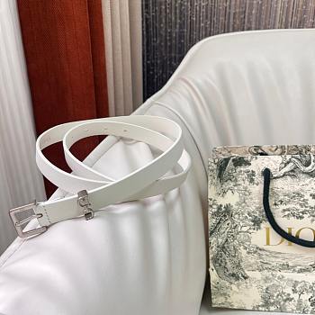 Dior Saddle Loop Belt White Smooth Calfskin Silver 20mm