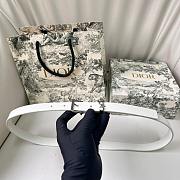 Dior Saddle Loop Belt White Smooth Calfskin Silver 20mm - 2