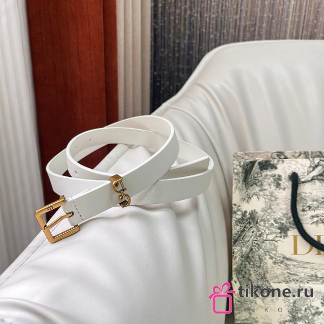 Dior Saddle Loop Belt White Smooth Calfskin Gold 20mm - 1