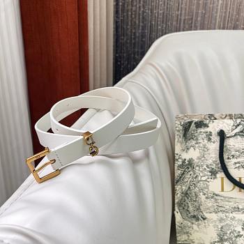 Dior Saddle Loop Belt White Smooth Calfskin Gold 20mm
