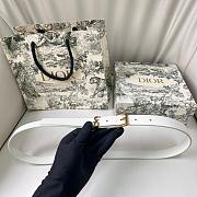 Dior Saddle Loop Belt White Smooth Calfskin Gold 20mm - 6