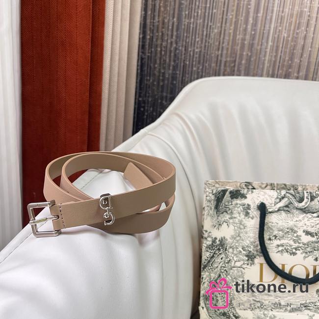 Dior Saddle Loop Belt Beige Smooth Calfskin Silver 20mm - 1