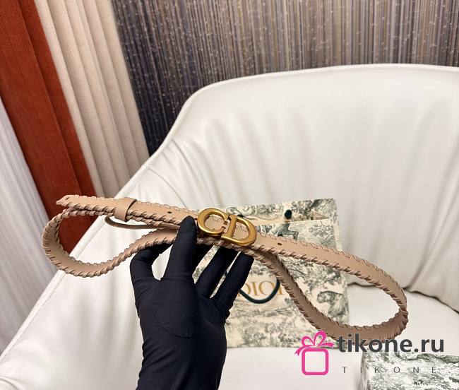 Dior Saddle Belt Beige Smooth Calfskin with Leather Whipstitching 20mm - 1