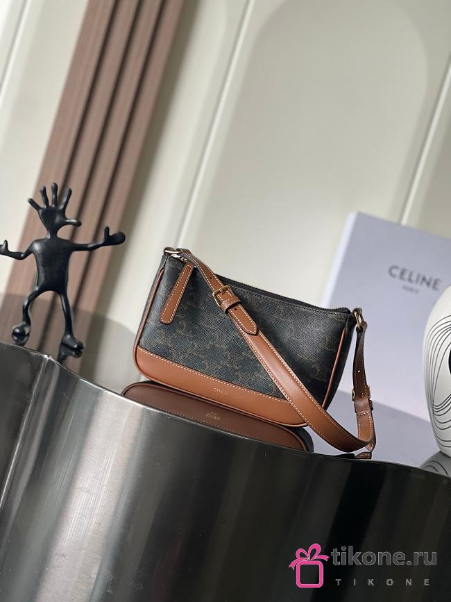 Celine Shoulder Bag In Triomphe Canvas and Calfskin - 21x13x5cm - 1