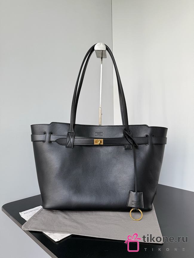 Balenciaga Bel Air Tote Bag Medium In Black Smooth Calfskin Aged Gold Hardware - 33x26x10cm - 1