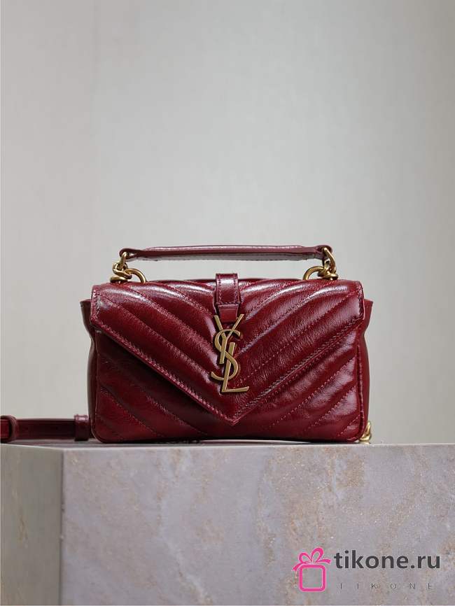 YSL College Mini In Shiny Leather Red - 20x13x3cm - 1