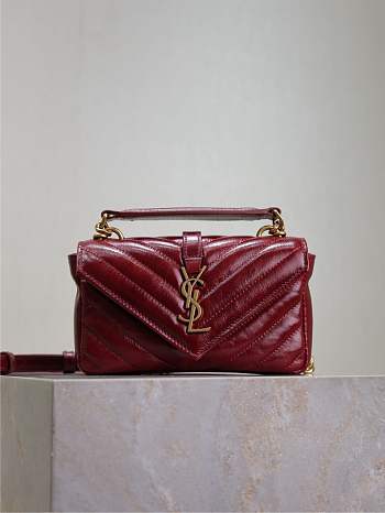 YSL College Mini In Shiny Leather Red - 20x13x3cm