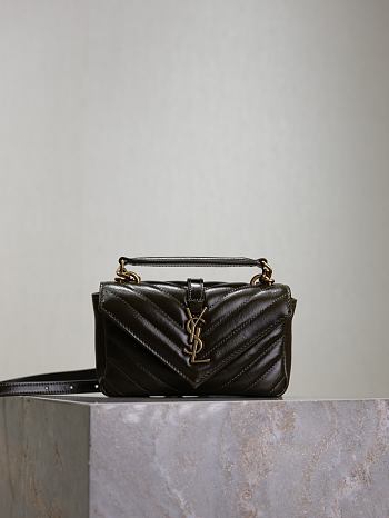 YSL College Mini In Shiny Leather Green - 20x13x3cm