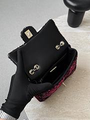 Chanel Flap Bag Quilted Gradient Sequins & Ruthenium Finish Metal Pink & Black - 21x14x8cm - 2