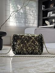Chanel Flap Bag Quilted Gradient Sequins & Ruthenium Finish Metal Gold & Black - 21x14x8cm - 6