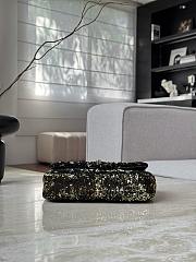 Chanel Flap Bag Quilted Gradient Sequins & Ruthenium Finish Metal Gold & Black - 21x14x8cm - 4