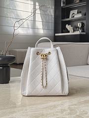 Chanel 25 Medium Backpack Grained Calfskin & Gold Tone Metal White - 23x23x14cm - 1