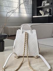 Chanel 25 Medium Backpack Grained Calfskin & Gold Tone Metal White - 23x23x14cm - 6