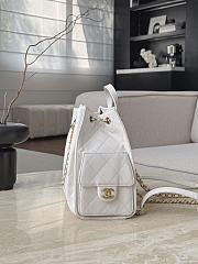 Chanel 25 Medium Backpack Grained Calfskin & Gold Tone Metal White - 23x23x14cm - 5