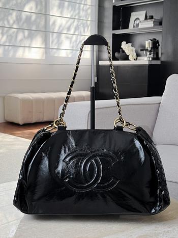 Chanel Rock Chain Bowler Bag Patent Leather Black - 56x26x16